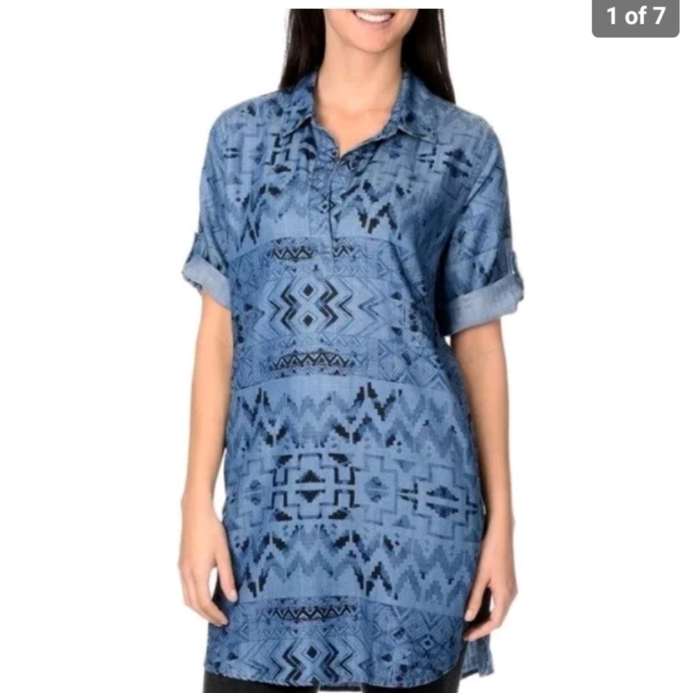 Philosophy blue jean Aztec dress